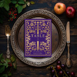 Numeração De Mesa Casamento de Espadas Real Medieval Roxo<br><div class="desc">Celebre seu dia especial com esta design de Casamento de Espada Real Medieval. A design na parte de trás do convite NÃO é uma folha de ouro real. Os itens são impressos exatamente como aparecem na tela quando você adiciona ao carrinho, por isso personalize e adicione cada número de tabela...</div>