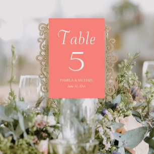 Numeração De Mesa Casamento de Estilo Simples Coral