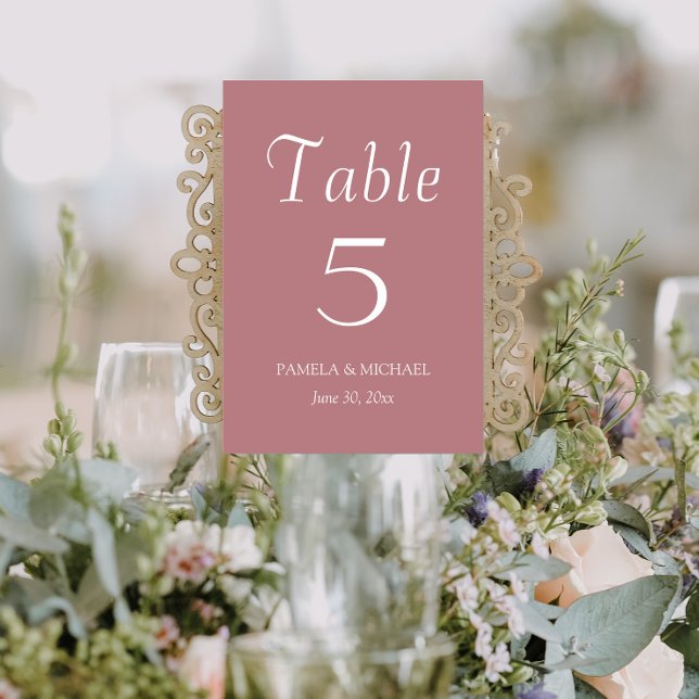 Numeração De Mesa Casamento de Estilo Simples Dusty Rosa (In Situ Wedding)