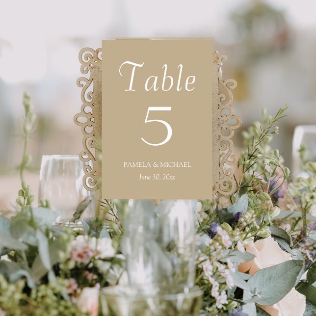 Numeração De Mesa Casamento de Estilo Simples Khaki (In Situ Wedding)