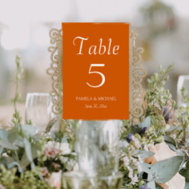 Numeração De Mesa Casamento de Estilo Simples Laranja Queimado