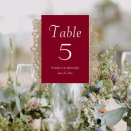 Numeração De Mesa Casamento de Estilo Simples Vermelho de Cranberry