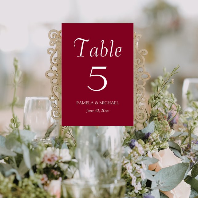 Numeração De Mesa Casamento de Estilo Simples Vermelho de Cranberry (In Situ Wedding)
