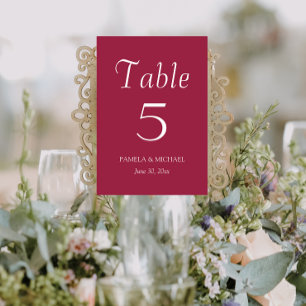 Numeração De Mesa Casamento de Estilo Simples Vinho Vermelho