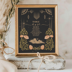 Numeração De Mesa Casamento de Estrelas Negras Celestiais à Meia-Noi