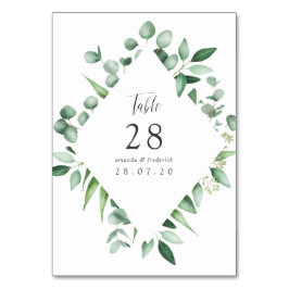Numeração De Mesa Casamento de Eucalipto com Aquarela Verde