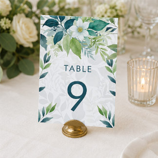 Numeração De Mesa Casamento de Eucalipto com Folhagem de Marfim em V