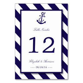 Numeração De Mesa Casamento de faixas e âncoras azuis Marinhos