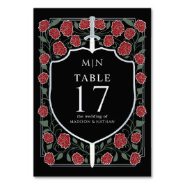 Numeração De Mesa Casamento de Fantasia Silver Black Sword & Shield