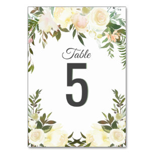 Numeração De Mesa Casamento De Feriado Rosa-Floral De Watercolor