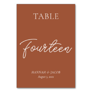 Numeração De Mesa Casamento de ferrugem laranja queimada Catorze