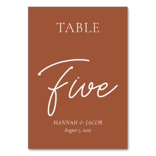Numeração De Mesa Casamento de Ferrugem Laranja Queimada Cinco