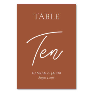 Numeração De Mesa Casamento de Ferrugem Laranja Queimada Dez