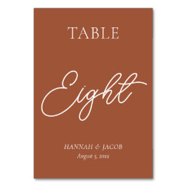 Numeração De Mesa Casamento de Ferrugem Laranja Queimada Oito