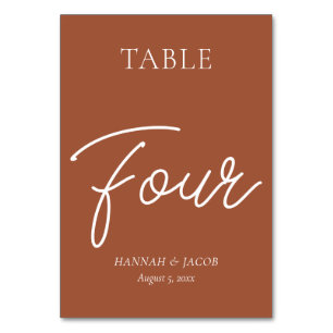 Numeração De Mesa Casamento de Ferrugem Laranja Queimada Quatro