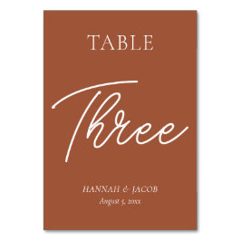 Numeração De Mesa Casamento de Ferrugem Laranja Queimada Três