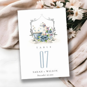 Numeração De Mesa Casamento de festas de bule floral azul de Aqua