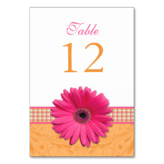 Numeração De Mesa Casamento de Fita de Xadrez Laranja, Rosa Gerber D