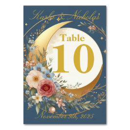 Numeração De Mesa Casamento de Flor Azul e Dourado