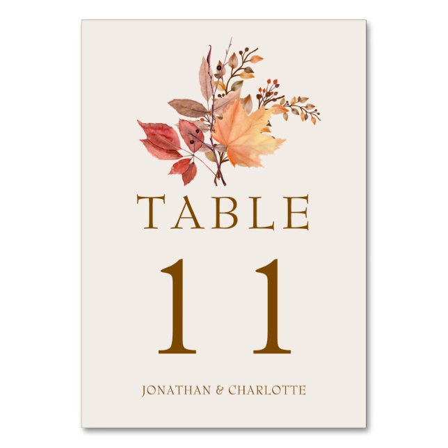 Numeração De Mesa Casamento de Flor Boho Moderno Rústico de Outono (Frente)