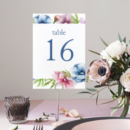Numeração De Mesa Casamento de Flor com Anêmona de Aquarela