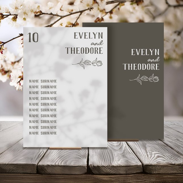 Numeração De Mesa Casamento de Flor de Arte de Linha Neutral Elegant (Criador carregado)