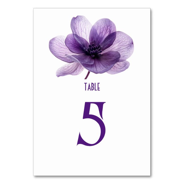 Numeração De Mesa Casamento de Flor Roxo Gordo (Frente)