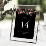 Numeração De Mesa Casamento de flor selvagem com multicor do jardim<br><div class="desc">Este número da mesa de casamento de flores silvestres multicolores do jardim é perfeito para um casamento rústico. O design apresenta uma variedade multicolorido de flores silvestres cor-de-rosa, pinceladas, roxas, amarelas, brancas, violetas, vermelhas e burgundy em fundo preto. Este é um número de tabela de dois lados. Adicione cada número...</div>