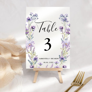 Numeração De Mesa Casamento de flor selvagem Elegante Boho Purple