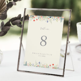 Numeração De Mesa Casamento de Flor Selvagem Multicolorido Radiante