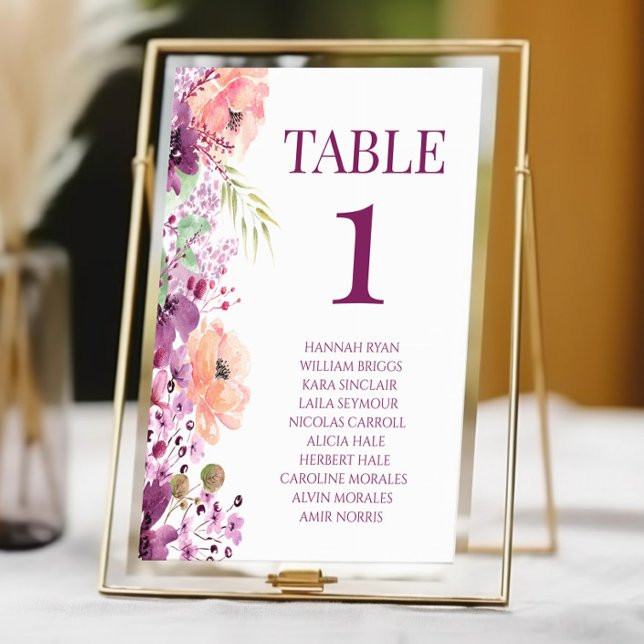 Numeração De Mesa Casamento De Flor Violeta Roxo-Roxo-Violeta (Criador carregado)