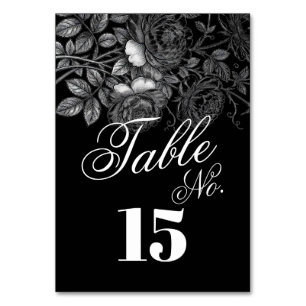 Numeração De Mesa Casamento de Florais Monocromáticos Góticos Preto 