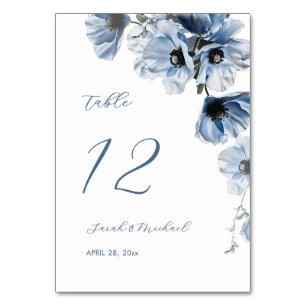 Numeração De Mesa Casamento de Flores Azuis Delicadas