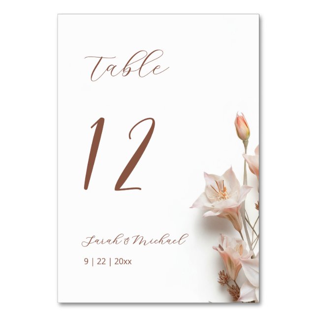 Numeração De Mesa Casamento de Flores Boho 3D (Verso)