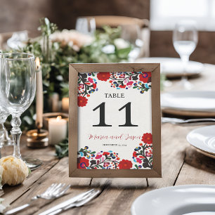 Numeração De Mesa Casamento de Flores Botânicas Coloridas Mexicanas