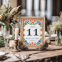Numeração De Mesa Casamento de Flores Botânicas Coloridas Mexicanas