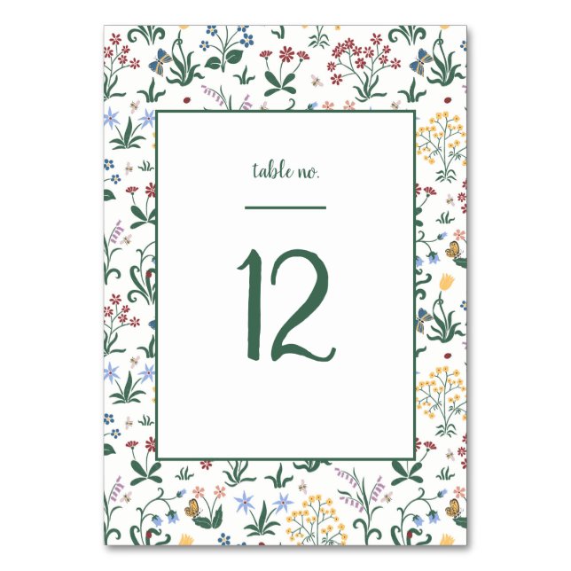Numeração De Mesa Casamento de Flores Coloridas Whimsical (Frente)