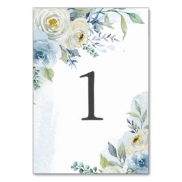 Numeração De Mesa Casamento de Flores de Aquarela Brancas e Azul Emp