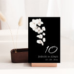 Numeração De Mesa Casamento de Flores de Orquídeas Negras e Brancas<br><div class="desc">Orquídeas Números de Mesa Niveladores Modernas - Design Botânica Monocromática Elegante. Elevem sua celebração de casamento com nossos modernos números de mesas preto-e-branco, apresentando o alento eterno das orquídeas brancas. A design minimalista captura a elegância dessas flores, criando uma sofisticada obra-prima botânica. Com a adição da escrita branca, essas cartas...</div>