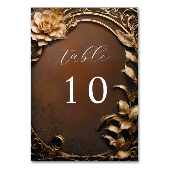 Numeração De Mesa Casamento de flores de ouro vítrea (Verso)