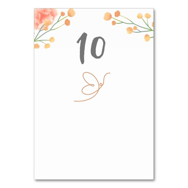Numeração De Mesa Casamento de Flores de Pêssego Tropical (Frente)
