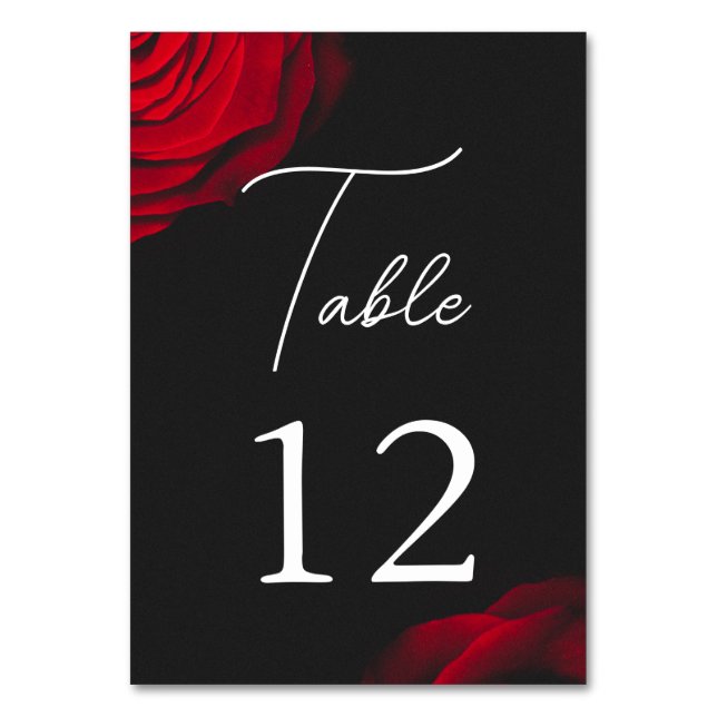 Numeração De Mesa Casamento de flores de pétalas com rosa vermelha d (Frente)