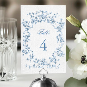 Numeração De Mesa Casamento de Flores e Fitas Azul Francês Clássico
