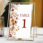 Numeração De Mesa Casamento de Flores Florais de Burgundy Brown Beig<br><div class="desc">Este é o Número da Mesa de Casamento Floral de Flores Castanho Burgundy Fall Burgundy.</div>