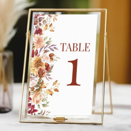 Numeração De Mesa Casamento de Flores Florais de Burgundy Brown Beig