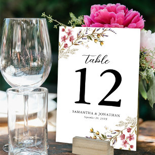 Numeração De Mesa Casamento de Flores Modernas de Outono Selvagens