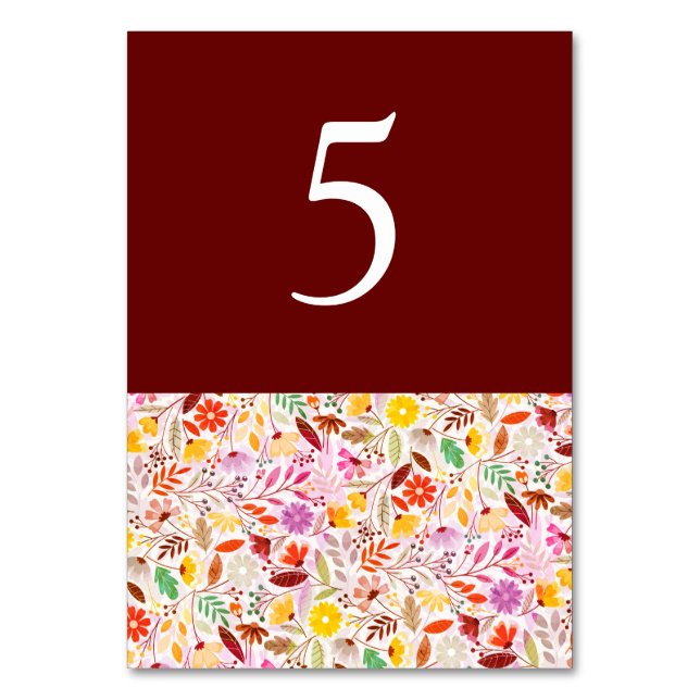 Numeração De Mesa Casamento de Flores Primavera Amarelas Teais Roxas (Frente)