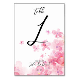 Numeração De Mesa Casamento de flores silvestres cor-de-rosa em aqua