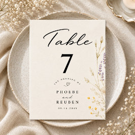 Numeração De Mesa Casamento de Flores Silvestres Elegantes