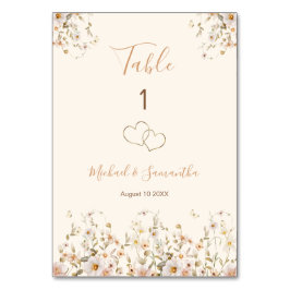 Numeração De Mesa Casamento de Flores Silvestres Marfim e Bege Rosad